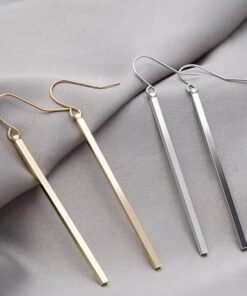 Latest New Heart Geometric Gold Silver Color Rectangle Drop Earrings for Women Simple Long Tassel Earrings Fashion Ear line Gift