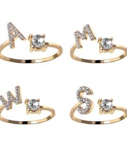 A-Z Letter Adjustable Opening Rings For Women Couple Alphabet Name Men Initials Ring Men Wedding Finger Jewelry anillos mujer
