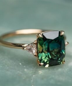 Elegant Square Emerald Ring for Women Fashion Gold Color Inlaid Green Zircon Wedding Rings Bridal Engagement Jewelry