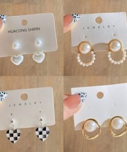 Fashion Heart Pearl Earrings For Women Girls Latest Trendy Vintage Brincos Cute Flower Geometric Drop Earring pendientes mujer 귀걸이