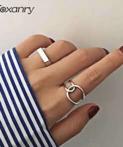 Foxanry Minimalist Silver Color Finger Rings Charm Women Girl Thai Silver Jewelry New Fashion Cross Twining Handmade Ring