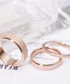 KNOCK High quality Fashion Simple Scrub Stainless Steel Women 's Rings 2 mm Width Rose Gold Color Finger Gift For Girl Jewelry