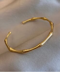 MEYRROYU Stainless Steel Gold Color Bamboo Joint Bangles Latest Trend Bracelet For Women Men Romantic Party Gift Fashion Jewelry
