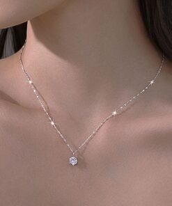 New Trendy 925 Sterling Silver AAA Zircon Choker Necklaces Simple Shiny Diamond CZ Pendants For Women Fine Jewelry NK126