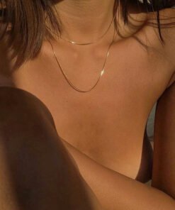 Simple Thin Snake Chain Gold Color Necklace For Women Niche Sexy Chain Choker Necklace Minimalist Jewelry Gifts