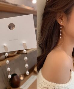 Trend Simulation Pearl Long Earrings Female Moon Star Flower Rhinestone Wedding Pendant Earrings Fashion Korean Jewelry Earrings