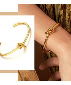 Trendy Round Circular Open Knot Cuff Bangle Bracelets For Women Elegant GoldColor Jewelry Noeud Armband Pulseiras
