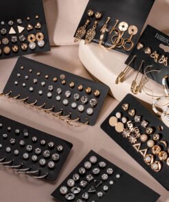 Women's Earrings Set Retro Korean Geometric Stud Earrings for Women Korean Gold Small Metal Pearl Earring Latest Trend Jewelry