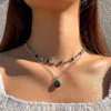 Crystal Emerald Gemstone Pendant Necklace Retro Multilayer Choker Emerald Zircon Necklace for Women Jewelry Gift 2025 New
