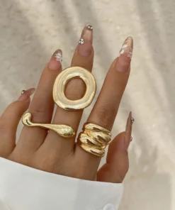 Stainless Steel Chunky Rings For Women Gold Color Waterproof Women's Hyperbole Large Ring Simple Geometric Aesthetic Female Ring