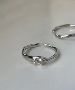 Retro Gothic Silver Color Zircon Alloy Ring For Women Girls Vintage Crystal Open Adjustable Rings Punk Geometry Party Jewelry
