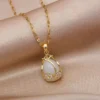 Lxxsss Necklace Light Luxury Milky White Gemstone Tulip Clavicle Pendant Necklace Women's Fashionable and Elegant Jewelry
